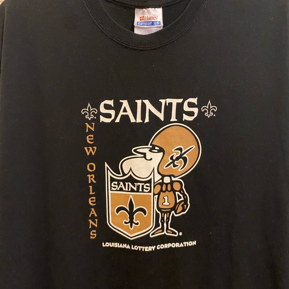 Vintage Y2K NOLA Saints Mascot Louisiana Lottery Promo Tee